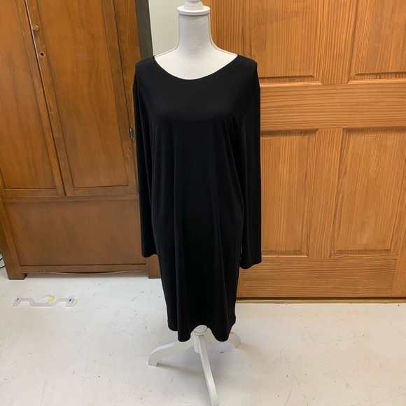 Norma Kamali long sleeve black dress large 19 in pit pit L-39 in - Picture 1 of 5